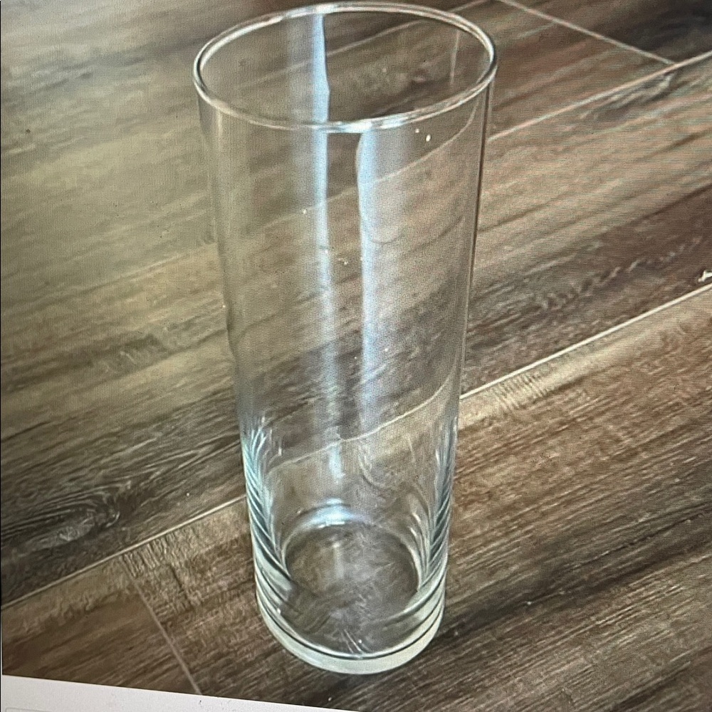 Clear glass cylinder floral vase 10"